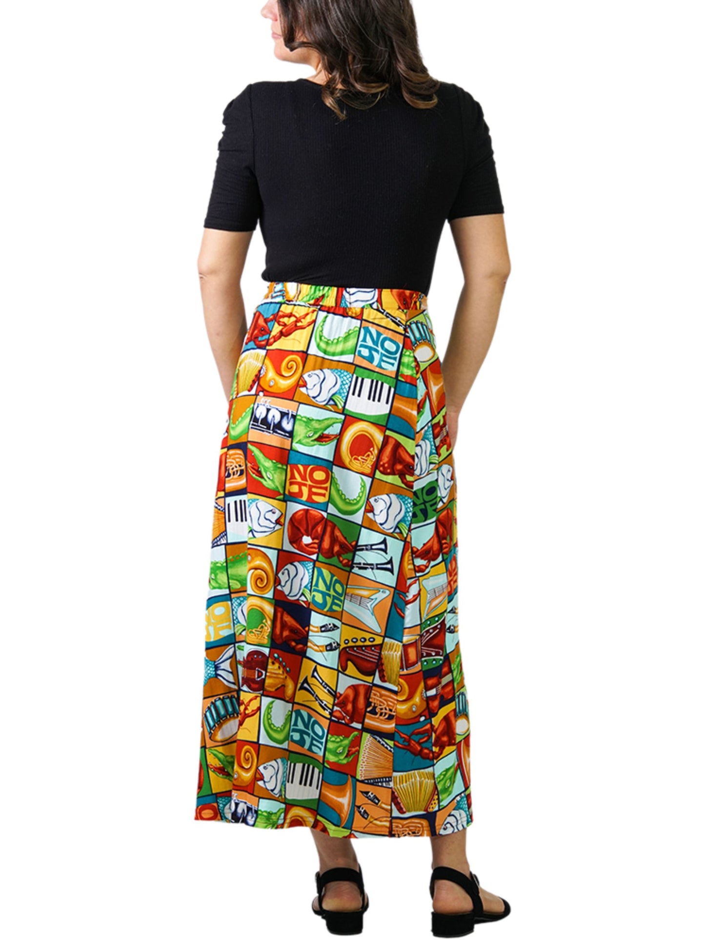 Side Button Maxi Skirt - Jumble YaYa™ Print