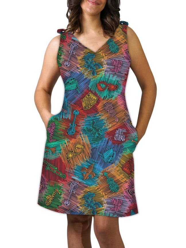 Top Tie Dress - Music Lines™ Print