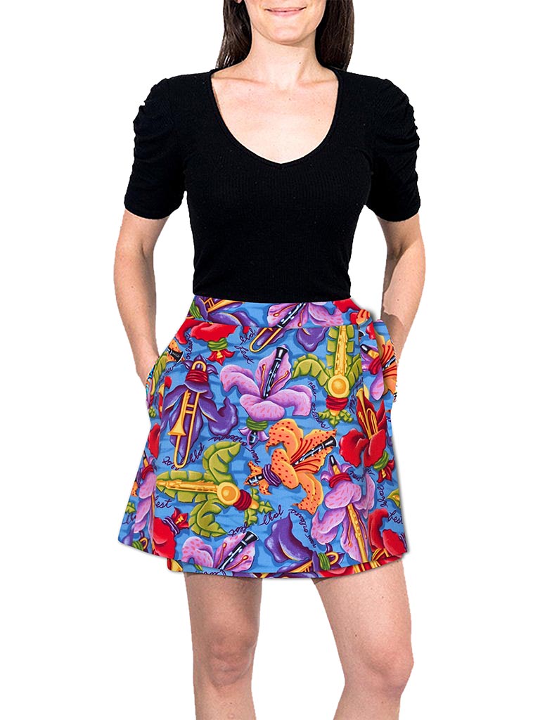 Mini Wrap Skirt - Fleur De Jazz™ Print