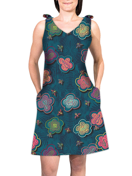 Top Tie Dress - BeeBop Buzz™ Print
