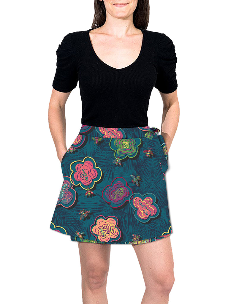 Mini Wrap Skirt - BeeBop Buzz™ Print