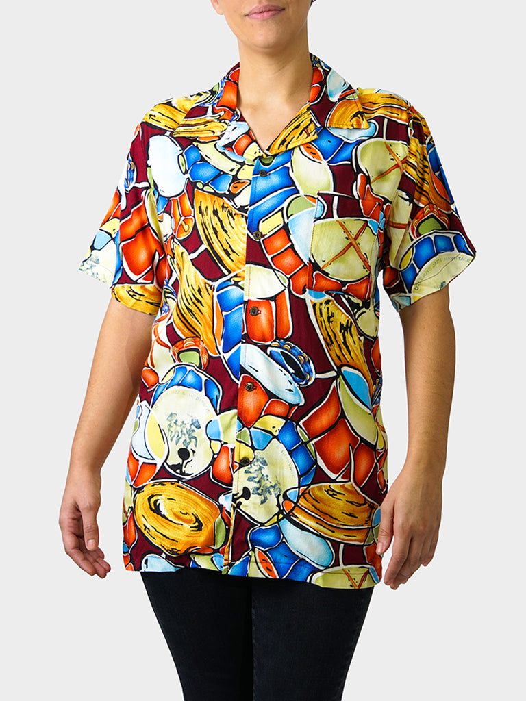 Jazz Fest Rag BayouWear Hawaiian Shirt Womens Front