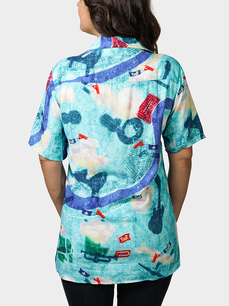 Tricentennial Map BayouWear Hawaiian Shirt Womens Back