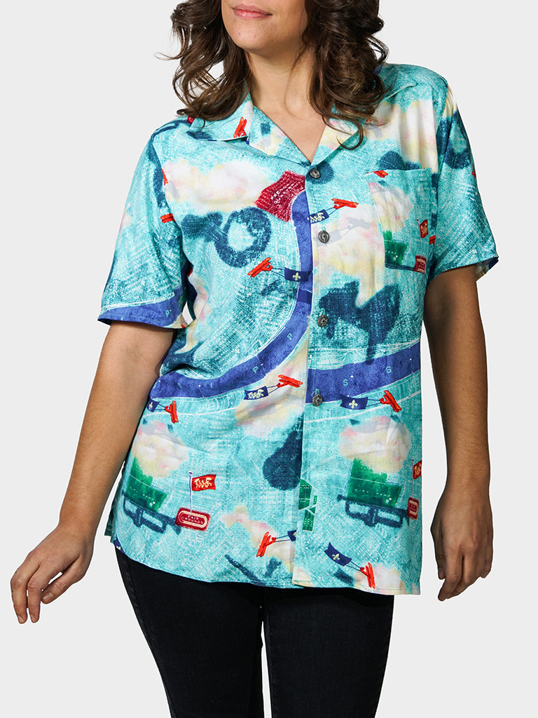 Tricentennial Map BayouWear Hawaiian Shirt Womens Front
