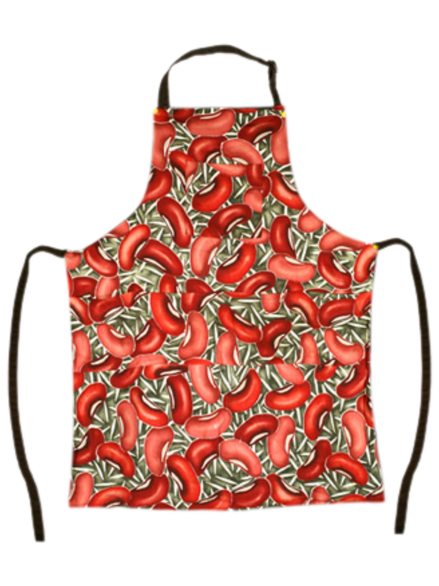 Apron with tie backs and red beans and rice print