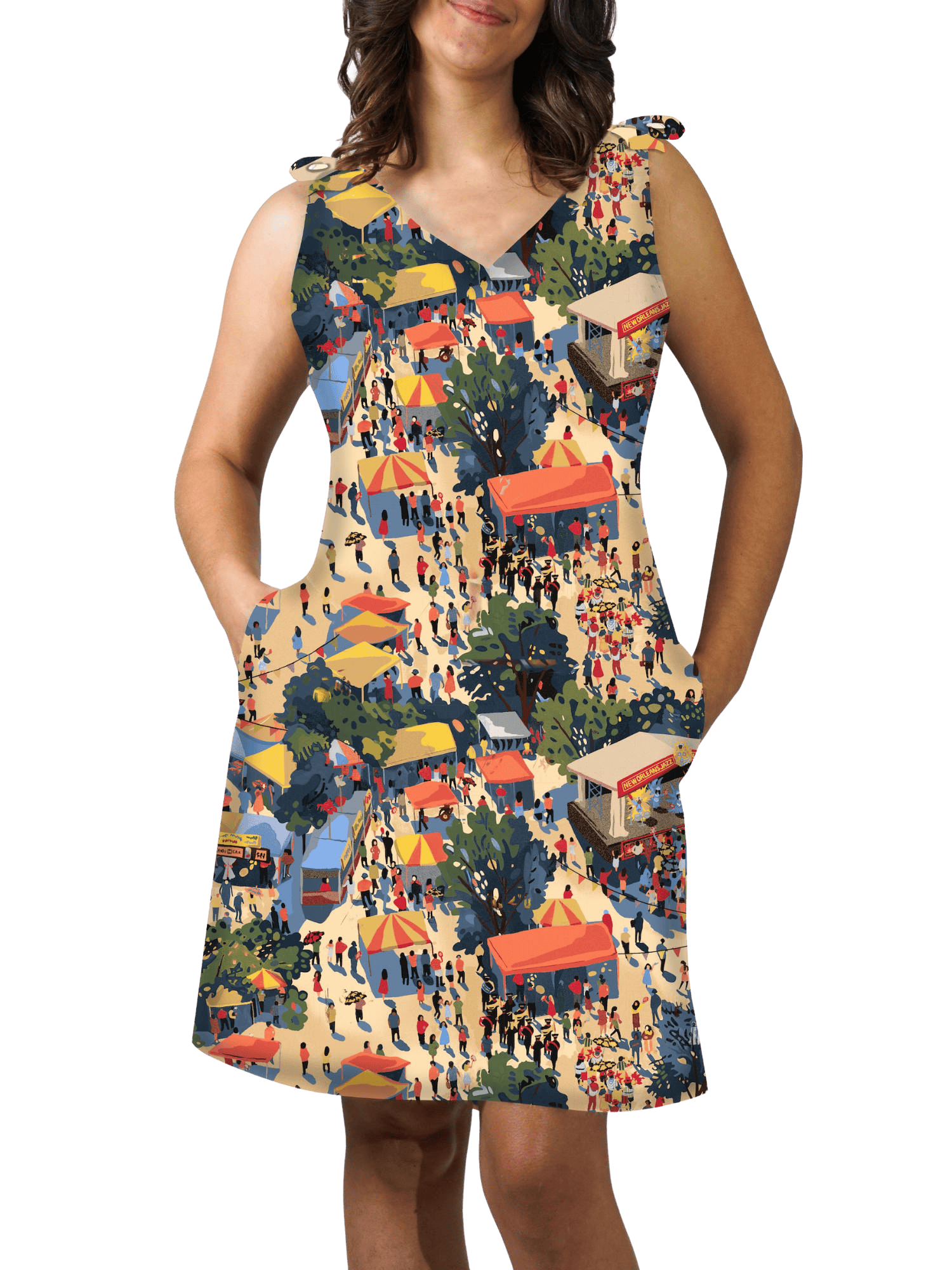 Top Tie Dress - InTents A Fair Print L Top Tie Dress - InTents A Fair Print L