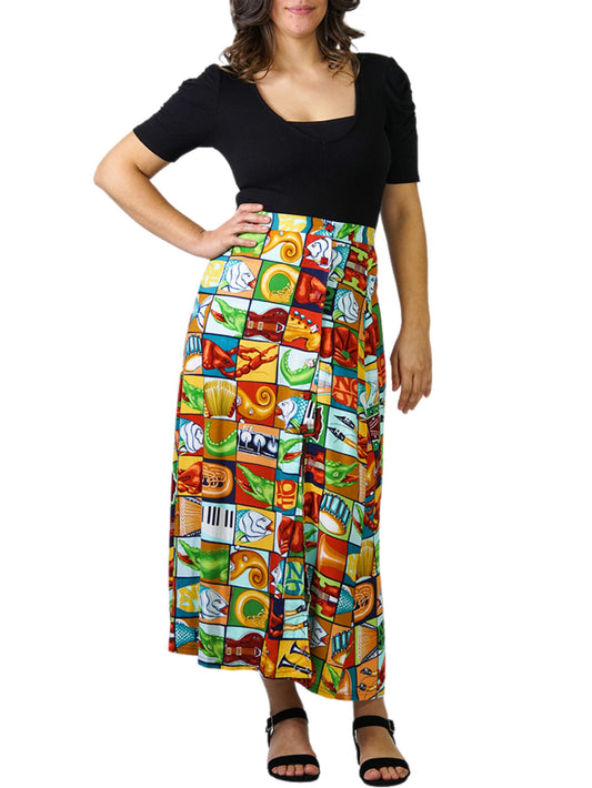 Side Button Maxi Skirt - Jumble YaYa™ Print