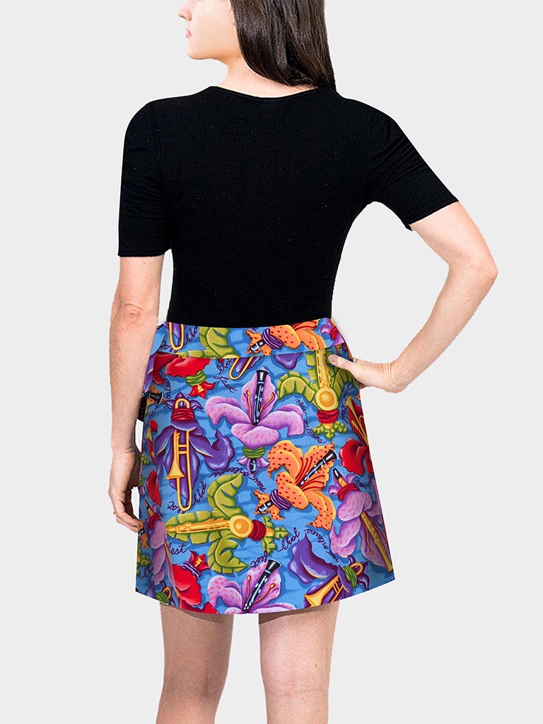 Mini Wrap Skirt - Fleur De Jazz™ Print